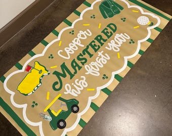 Custom Hand-Painted Birthday Party Banner, Master’s party, Golf banner, Kraft paper banner, Golf birthday party, First birthday, Backdrop