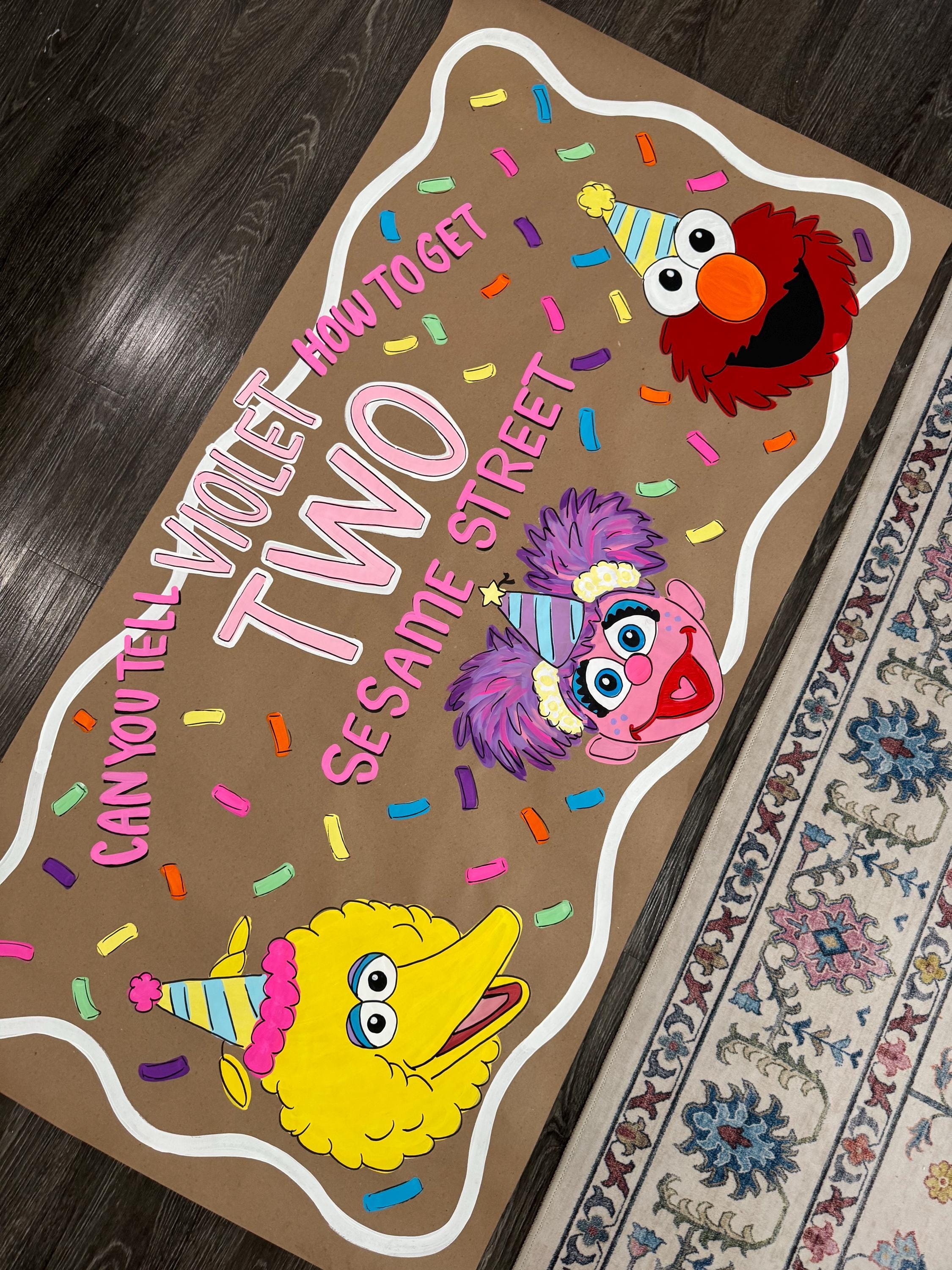 Custom Hand-painted Sesame Street Party Banner Elmo Birthday Abby