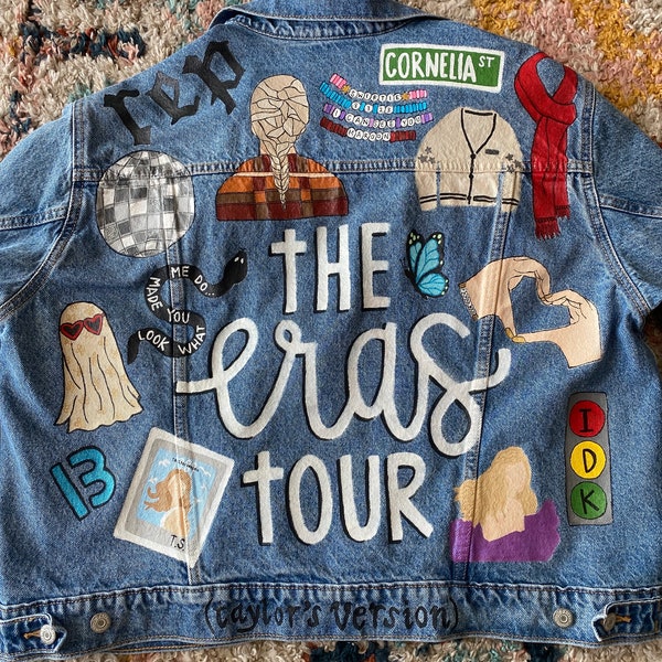 Benutzerdefinierte Eras Tour/TS Handbemalte Jeansjacke