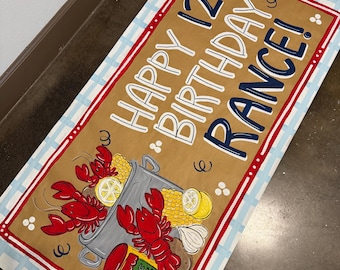 Custom Hand-Painted Crawfish Party Banner Crawfish Boil Crawfish Party Banner Crawfish Birthday Seafood boil Party Banner