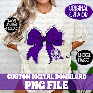 coquette bow mascot school png, custom mascot logo bow, custom school bow png, trendy school png, school png, mascot