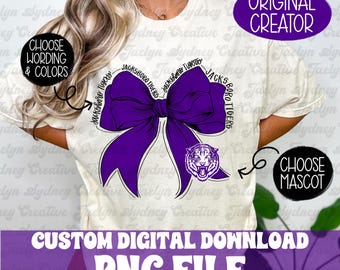 coquette bow mascot school png, custom mascot logo bow, custom school bow png, trendy school png, school png, mascot