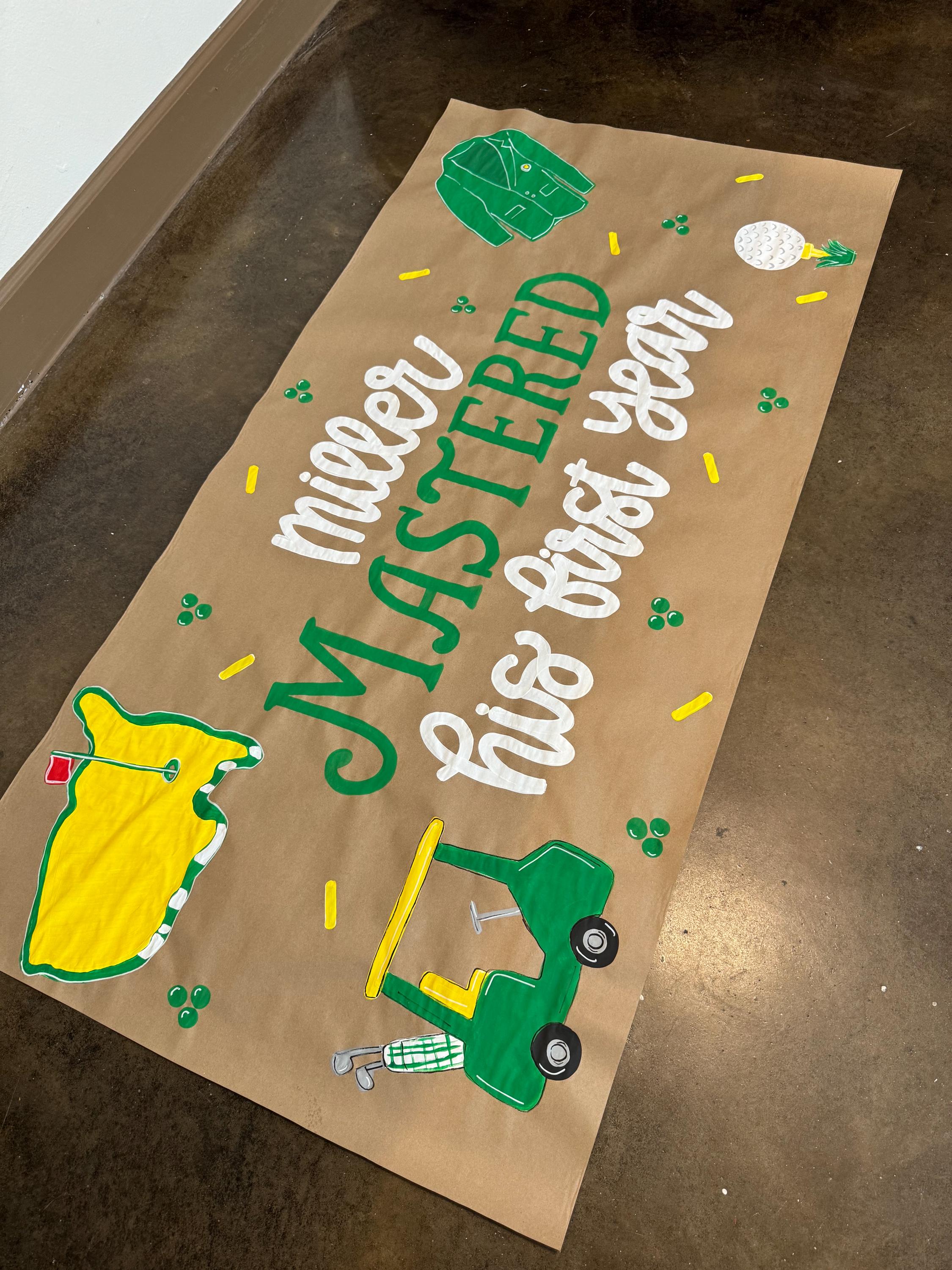 Custom Hand-Painted Birthday Party Banner, Master’s party, Golf banner, Kraft paper banner, Golf birthday party, First birthday, Backdrop