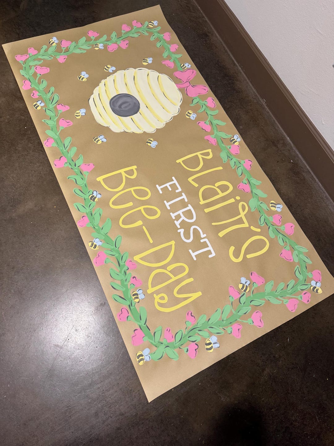 Custom Hand-painted Birthday Party Banner, First Birthday, Bee Day ...