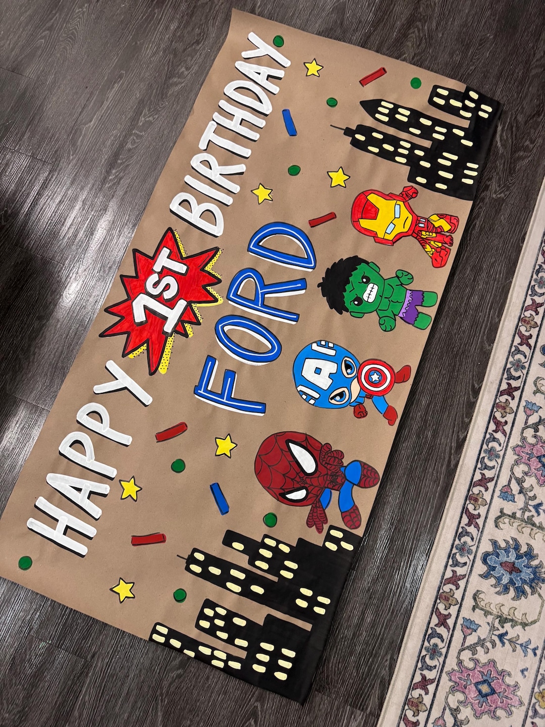 Custom Hand-painted Birthday Party Banner Superhero Party Sign - Etsy