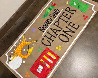 Custom Hand-Painted Birthday Party Banner Chapter One Story book birthday First Chapter Birthday Book Characters First Birthday Banner Sign