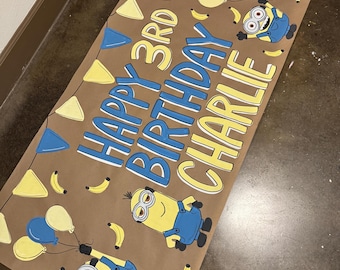 Custom Hand-Painted Birthday Party Banner Minion Birthday