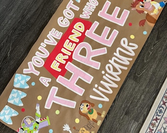 Custom Hand-Painted Birthday Party Banner, Toy Story birthday, Kraft paper banner, Backdrop, Party sign, Two infinity