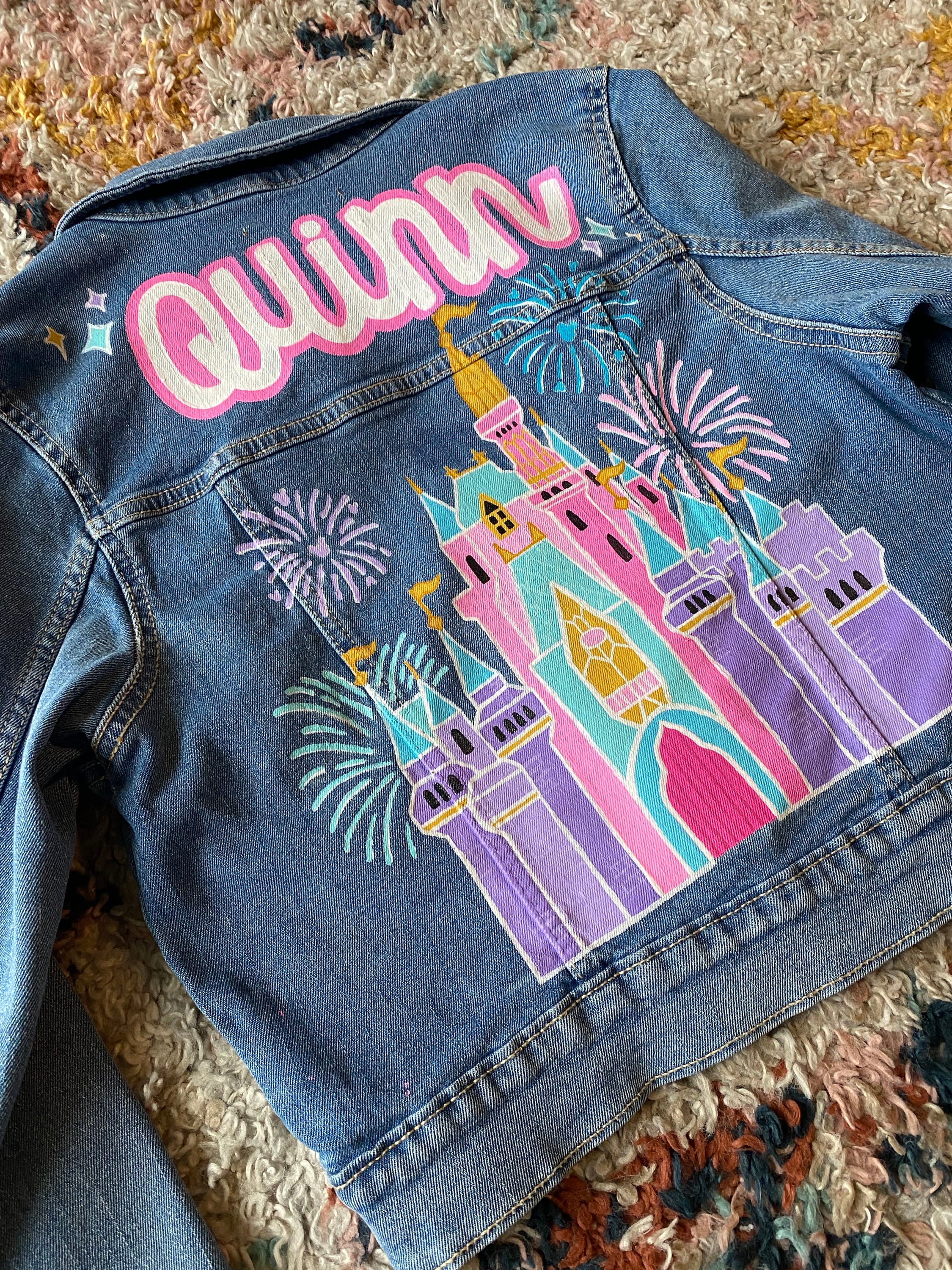 ◆THE MUSEUM VISITOR◆ HAND PAINTED DENIM JACKET PINK 10121 DCEA6207-8E49-4FDE-B767-