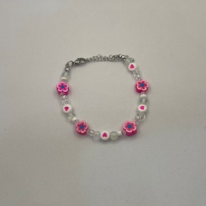Y2k beaded pink flower pearl cute bracelet