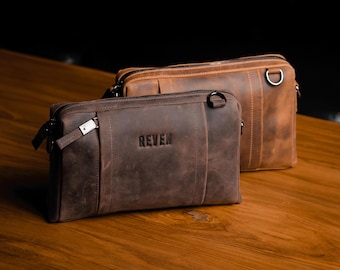 Handgemaakte rundleren crossbodytas: vintage Indonesische draagriem