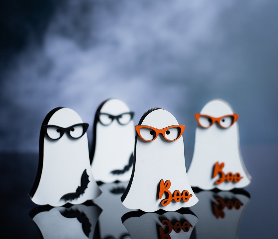 Nerdy Ghosts set of 2 Ghosts Halloween Fall Boo Bat - Etsy