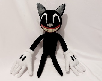 Chat horreur en dessin animé Trevor Henderson en peluche premium fait main, 53 cm (20,9 po.)