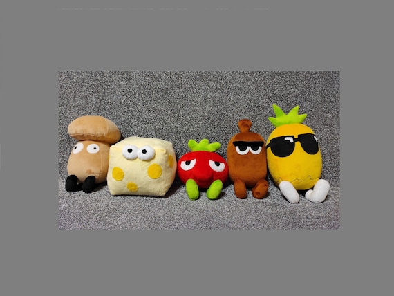 ピザタワーのトッピング - 高さ20～13cmのぬいぐるみ5個。正確な寸法は