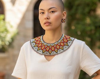 Handmade Beaded Tribal Jewelry Set "AMAZON" – Necklace, Bracelet & Earrings, Limited Edition, Boho Beadwork, Artisan Gift for Her