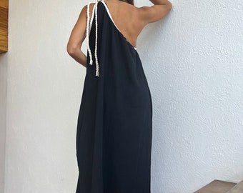 Handmade One-Shoulder Maxi Dress "GRECIA", Boho Dress, Beach Maxi dress, Boho Wedding Dress, Organic Clothing, Summer Deals