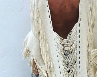 Handmade Frayed Maxi Beach Dress “BO” | Backless Boho Dress | Organic Cotton Resort & Cruise Wear | Swim Cover-Up | Gift for Her