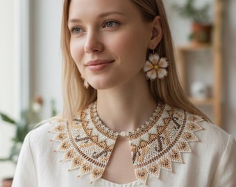 Handmade Beaded Tribal Necklace & Earrings Set "GRECO" – Boho Jewelry, Colorful Beadwork, Artisan Necklace, Limited Edition Gift