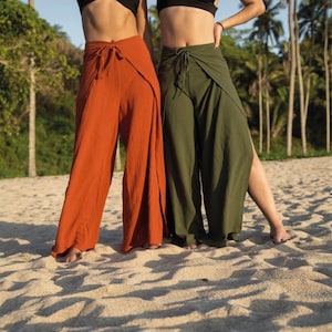 Handmade Organic Beach Pants, "DHARA", Wraparound Harem Pants, Swim Cover-up, Summer Style, Resort Style, Beachwear, Bohemia Style Pants