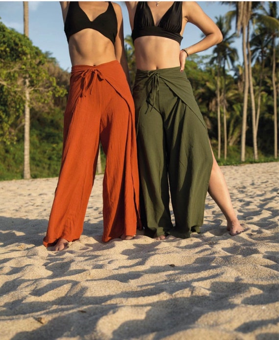 Handmade Organic Beach Pants dhara Wraparound Harem Pants Swim Cover up Summer Style Resort Style Beachwear Bohemia Style Pants Etsy