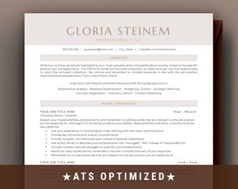ATS Resume with Cover Letter, Resume Template for Word, 2 Page Resume, Clean, Minimalist, Student Resume, Professional Resume, ATS Friendly
