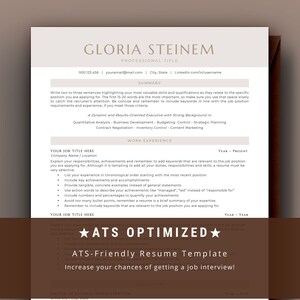 ATS Resume with Cover Letter, Resume Template for Word, 2 Page Resume, Clean, Minimalist, Student Resume, Professional Resume, ATS Friendly