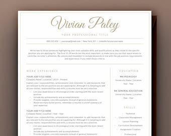 Professional Resume, Teacher Resume Template, CV Template, Teaching, Education, Principal, Professor, Elementary CV | 3 Page Resume for Word