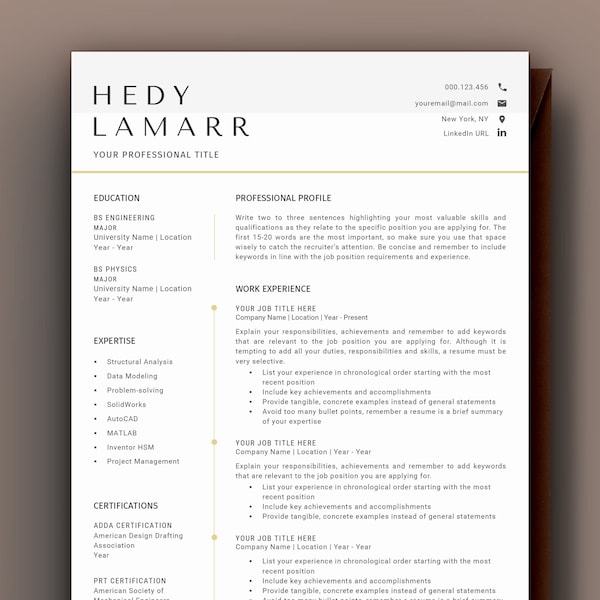 Engineer Resume Template Word, CV Template + Cover Letter | Software Engineer, Mechanical Engineer, Civil Engineer, Engineering, IT Resume