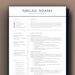 Modelo de Currículo Profissional em Inglês | Template de Currículo Word | Currículo Formato Americano e Canadense com Carta de Apresentação