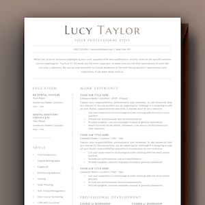 Dental Hygiene Resume Template, Dental Receptionist, Dental Hygienist, Dental Assistant, Dentist Resume, Dental Resume, Medical, Two Page CV