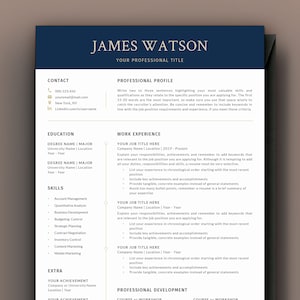 Resume Template, CV Template, Professional Resume Template Word, 3 Page Resume, Modern Resume, Director, Executive, C Level, Manager, CEO