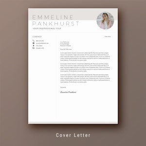 May include: A cover letter template with a professional design. The template includes a contact section with a phone number, email address, and LinkedIn URL. The letter is addressed to Lucy Petterson, Hiring Manager at a company. The letter includes a salutation, a body of text, and a closing.