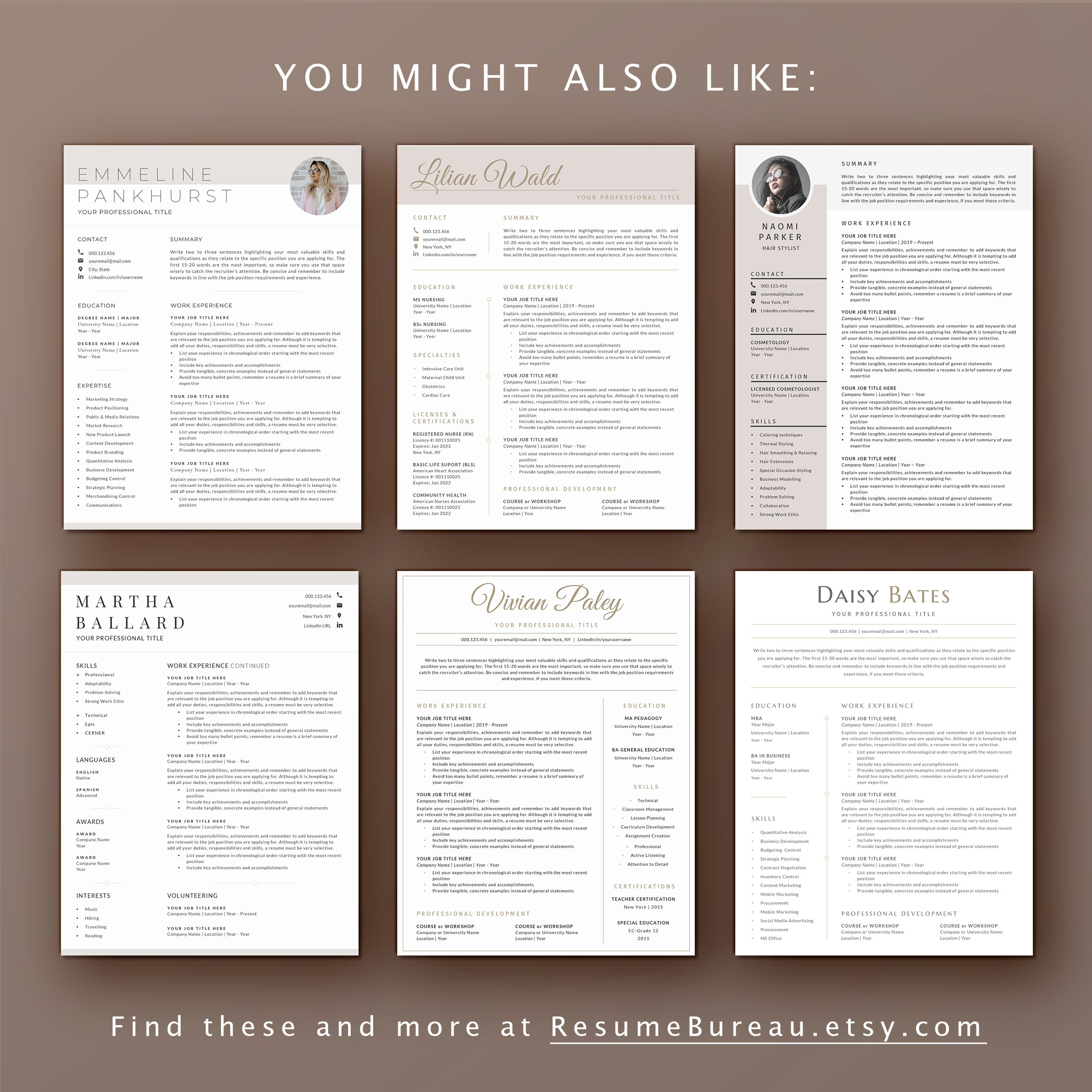 Modern Executive Resume Template, Professional Resume, CV Template ...
