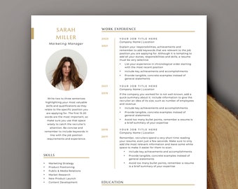 Resume Template, Professional Modern Executive Resume Template Word, Clean Professional Resume, CV Template 2023, Marketing, Social Media