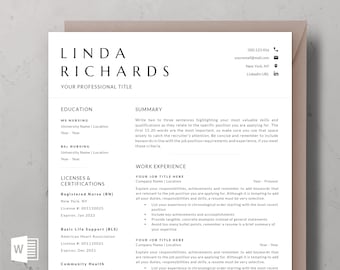 Registered Nurse Resume Template | Nursing, Nurse Practitioner, RN, Healthcare, Medical Professional, Graduate Nurse | Three Page Resume, CV