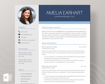 Professional Resume Template Instant Download, Modern Resume Template, Creative CV Template Word, Executive Assistant, Teacher Resume Design