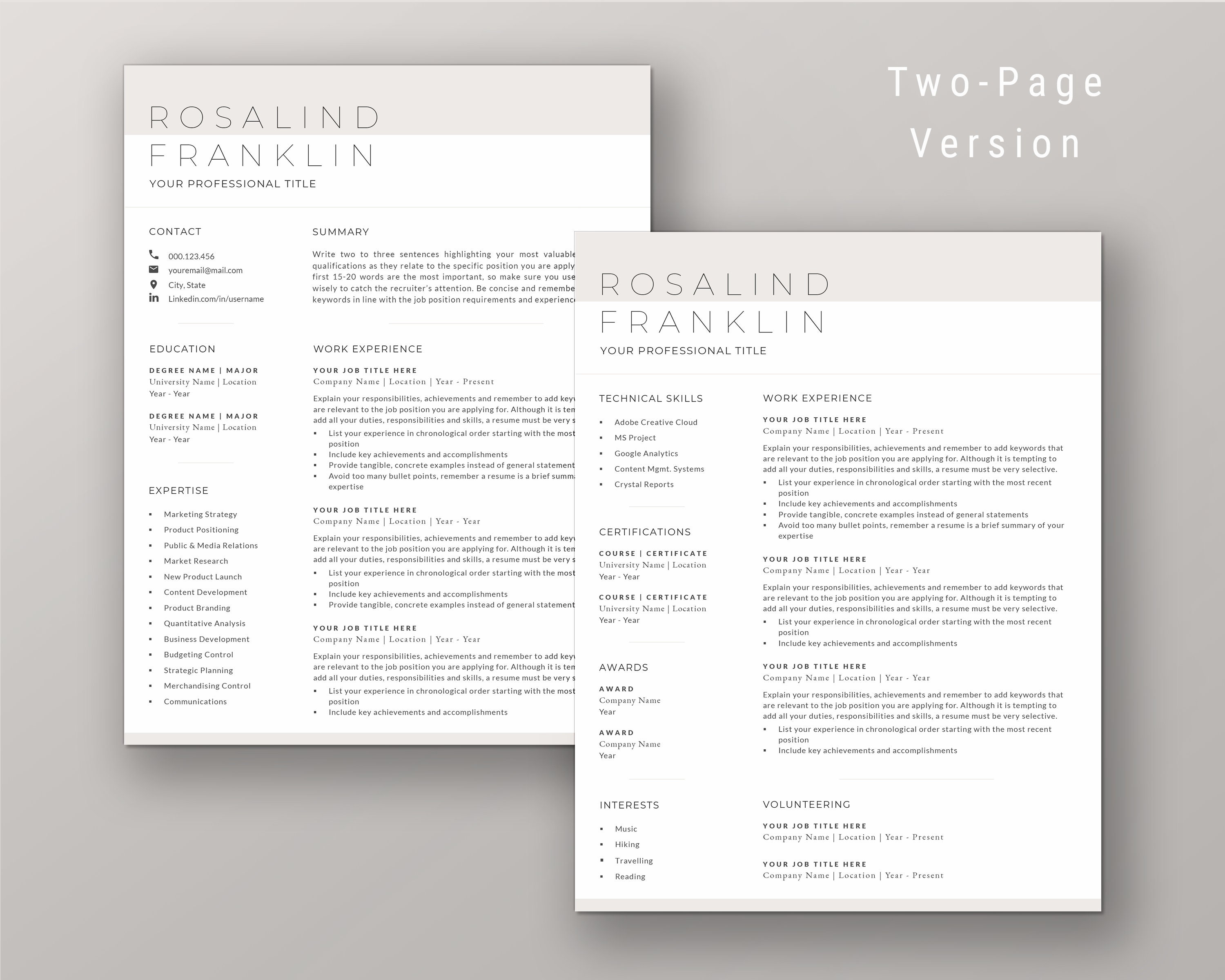 Resume Template for Word | Executive Resume With Cover Letter ...