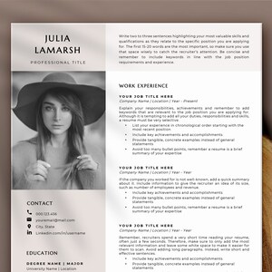 Creative Resume Template with Photo, CV Template, Resume Design, New Grad Format, Pink, Feminine Resume | 1 2 page Resume with Cover Letter