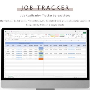 Job Tracker, Job Application Planner, Job Search Planner, Job Interview Tracker, Job Tracking Excel Spreadsheet Template, Interview Planner