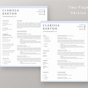 Nursing Resume Template | Nurse CV Template | Registered Nurse, Nurse Practitioner, RN, Doctor, Graduate Nurse, Two Page Resume for Word image 3