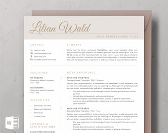 Registered Nurse Resume Template, Nursing Resume, Physical Therapy Resume, Nurse Practitioner, RN , Therapist, Graduate Nurse, 3 Page Resume