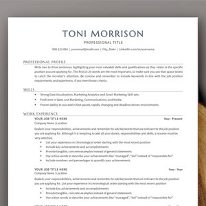 Modelo de Currículo Simples | Template de Currículo Moderno para Word | Currículo Formato Americano e Canadense com Carta de Apresentação