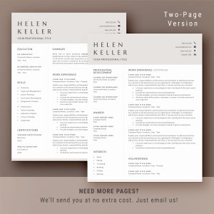 Pu&ograve; includere: Un modello di curriculum vitae su due pagine con sfondo marrone e testo bianco. Il curriculum &egrave; per Helen Keller e include sezioni per l'istruzione, le competenze, le certificazioni, l'esperienza lavorativa, lo sviluppo professionale, i premi, gli interessi e il volontariato. Il curriculum include anche una sezione di riepilogo e una sezione di informazioni di contatto.