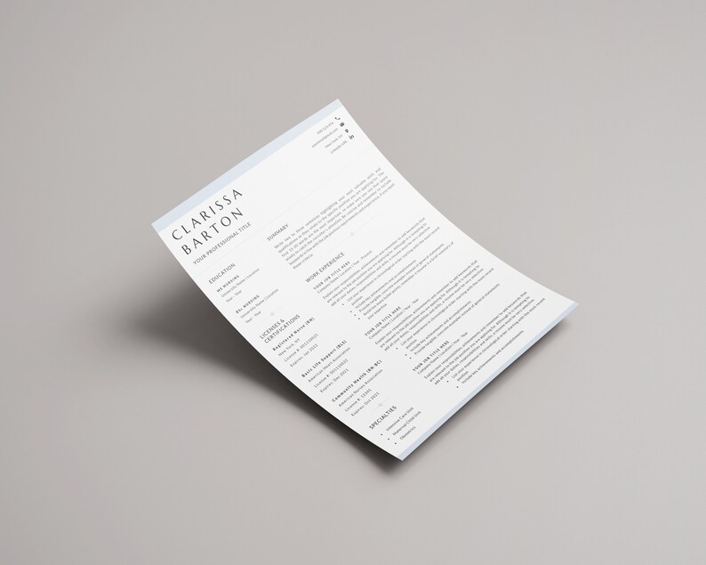 Nursing Resume Template | Nurse CV Template | Registered Nurse, Nurse Practitioner, RN, Doctor, Graduate Nurse, Two Page Resume for Word image 10