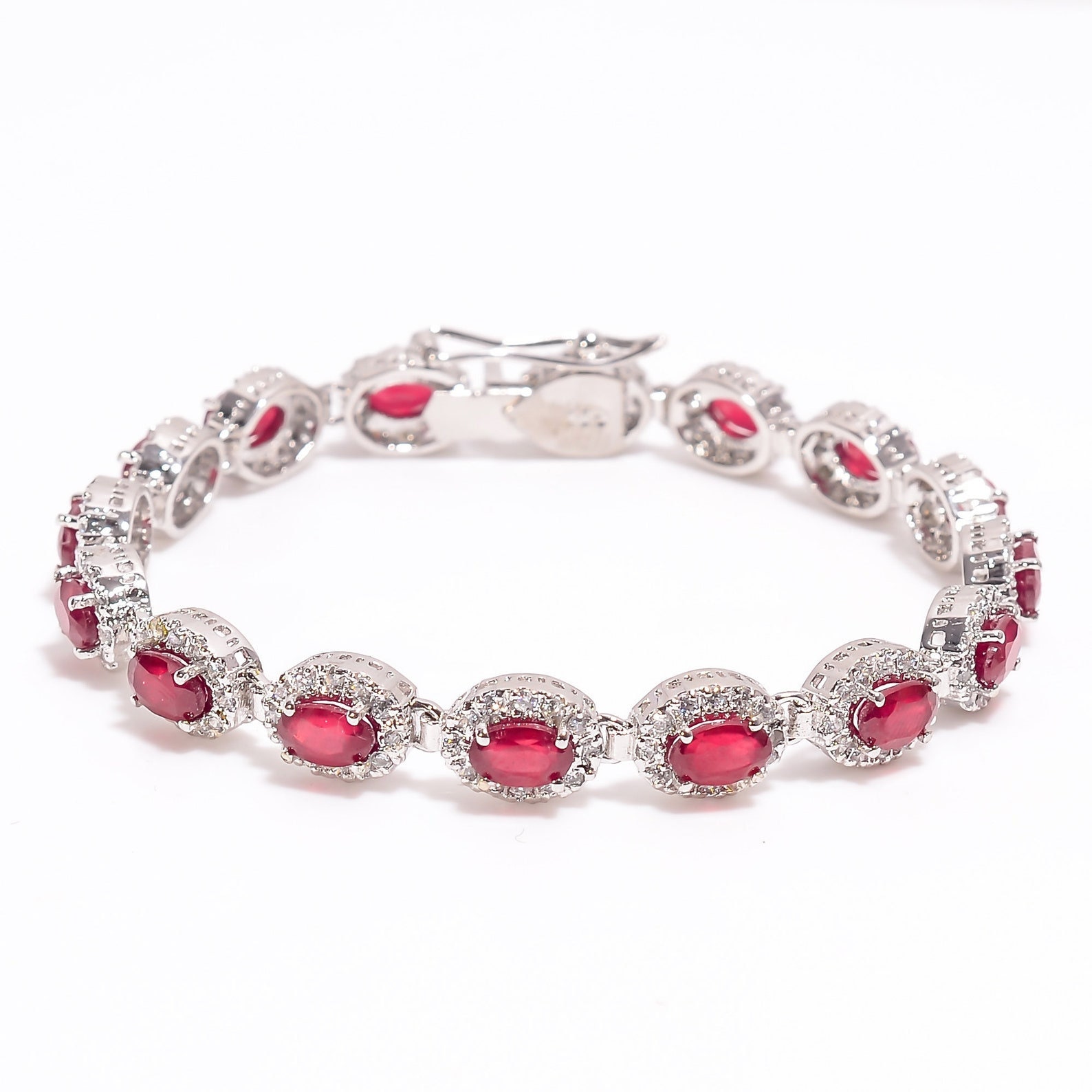 Excellent Sterling Silver Natural Ruby Bracelet - Gleam Jewels