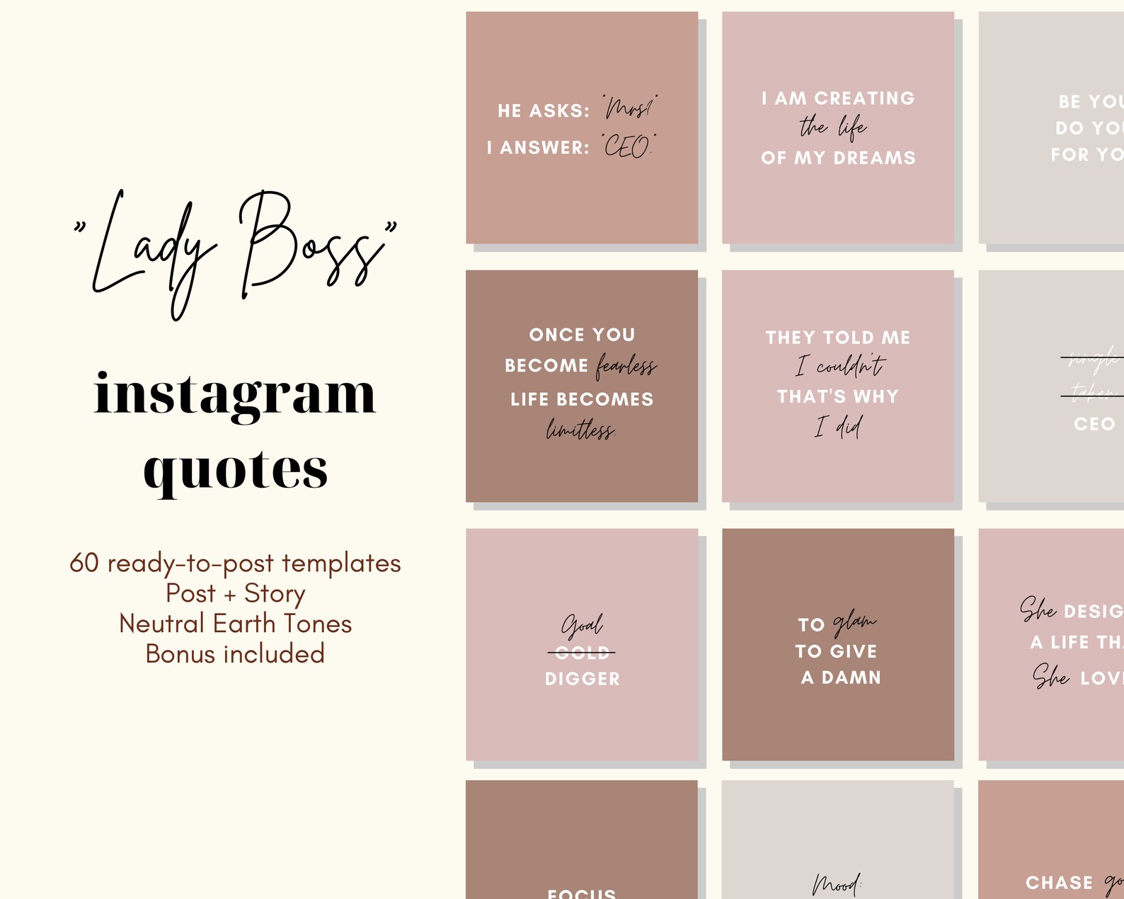 Motivational Quotes for Instagram Story Post Templates Lady Etsy