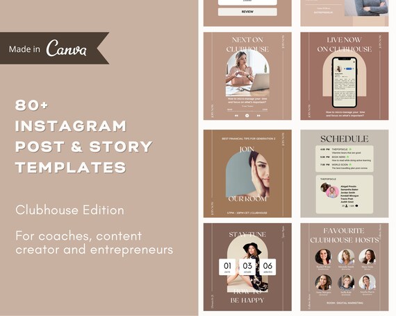 Clubhouse Template For Canva Instagram Post Story Template | Etsy