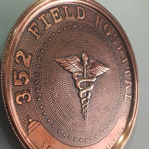 Gepersonaliseerde plaquette US Army Medical Corps, dokterspromotie en pensioencadeau, dokter koperen plaquette met caduceus, medische waardering