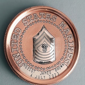 USMC Sergeant Series Plaque - Marines Sergeant Major, Master Gunnery - First - Master - Gunnery - Staff Sergeant Promotion Retirement Gift