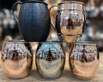 Handmade Copper Moscow Mule Mug Set - Set of 2, 16 Oz